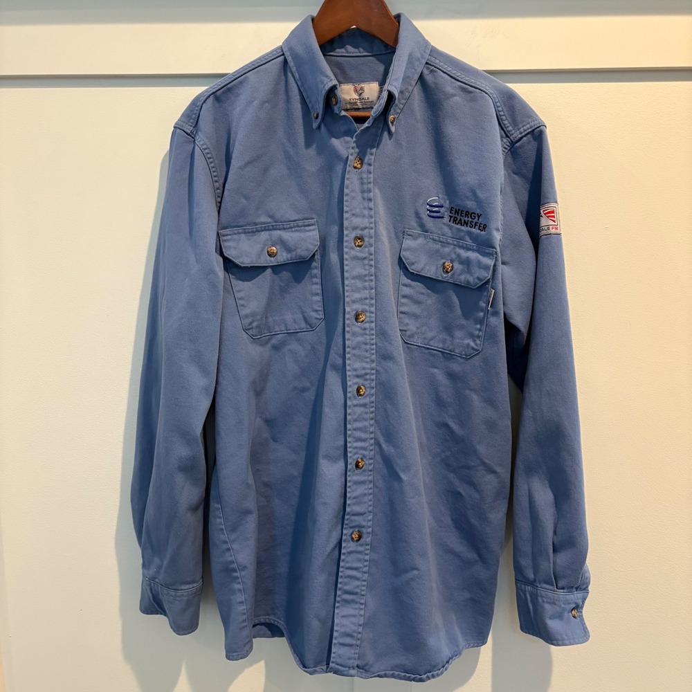 Tyndale FR Flame Resistant Work Shirt Men XLT Long Tall Blue Energy Transfer
